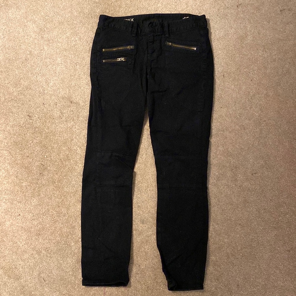 J Crew black moto style toothpick ankle jean - size 27